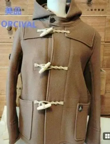 오르시발 브라운 더플 코트 후드 부착