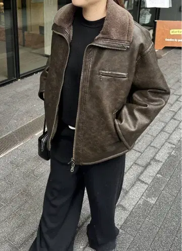 저널 스탠다드 인조 가죽 보아 블루종