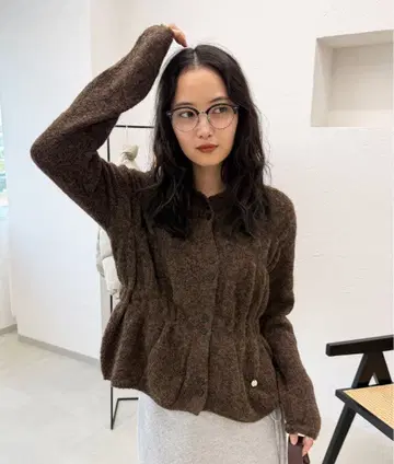 MUHET shirring knit shirt cardigan