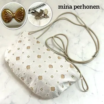 새상품급 mina perhonen 쿠페 백 실크린넨 아네모네 자수