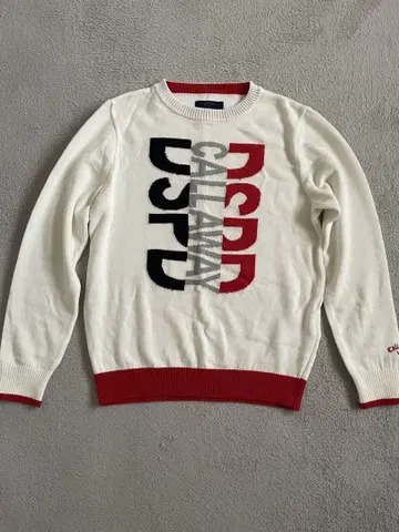 새상품급!!Callaway 여성용 니트 스웨터 화이트/레드