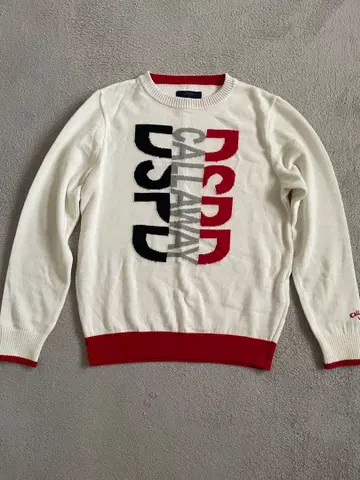 새상품급!!Callaway 여성용 니트 스웨터 화이트/레드