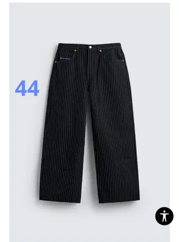 CHAMPION x ZARA 스트라이프 배기 핏 청바지 44