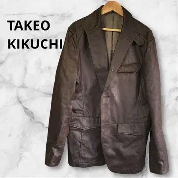TAKEO KIKUCHI 레더 터치 자켓 3B 다크 브라운