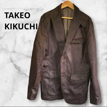 TAKEO KIKUCHI 레더 터치 자켓 3B 다크 브라운