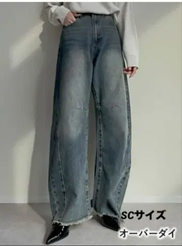 리디(Re:EDIT) 밑단 프린지 배럴 레그 데님 팬츠 오버 다이 SC