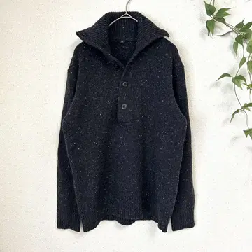 고품질 울 실크 폴로넥 니트 [L] 멜란지 블랙 무인양품