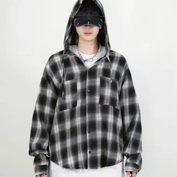 Chikashitsu + tartan check hooded shirt