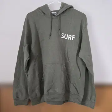 SURF 프린트 올리브 그린 후드티