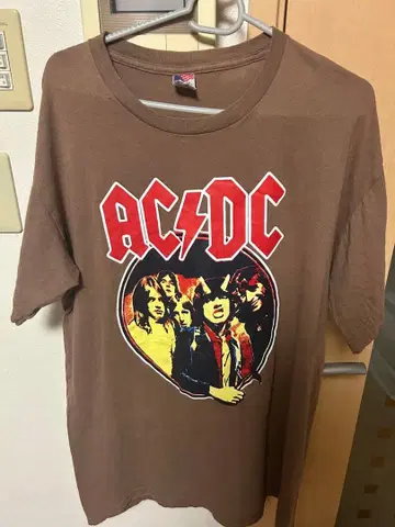 AC/DC 밴드 티셔츠 브라운 메이드 인 USA 사이즈 L