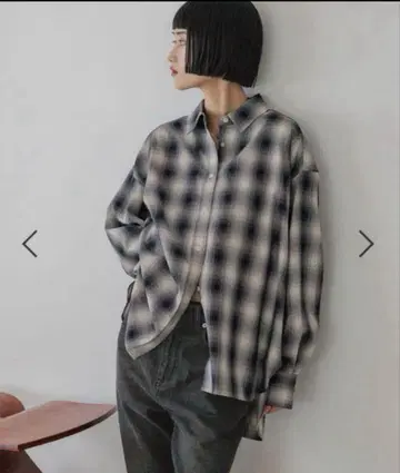 로리즈팜 모듬 체크 BIG 셔츠 블랙 옴브레 체크