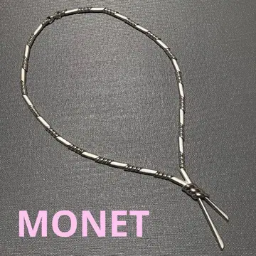 새상품급 MONET 모네 리본 타이풍 목걸이 실버 컬러