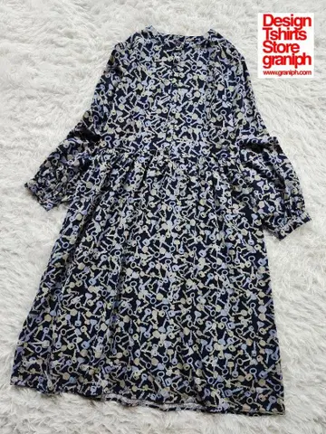 그라니프 열쇠 키 올 패턴 밴드 카라 롱 원피스