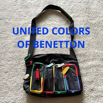 레어 UCB 유나이티드 컬러 오브 베네통 포켓 부착 블랙 숄더백