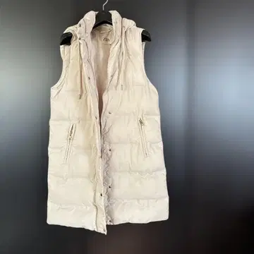 ZARA 후드 부착 다운 베스트 XS 화이트 베이지