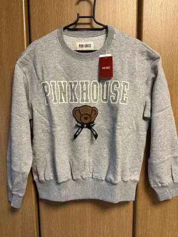 PINK HOUSE 곰 자수 맨투맨 그레이