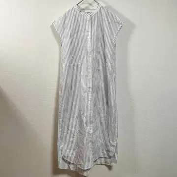 MUJI 스트라이프 셔츠 원피스 사이즈 S 화이트 네이비
