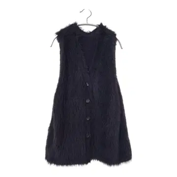 거의 미사용 SUGARROSE 에코 퍼 베스트 차콜 그레이 인조 모피