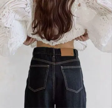 [ Yuna 기획 ] 하이웨스트 스트레이트 데님 팬츠 S 블랙
