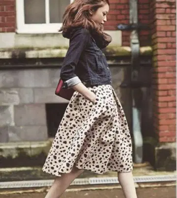 아푸와이저 리셰 레오파드 표범 무늬 스웨이드 달마시안 패턴 스커트