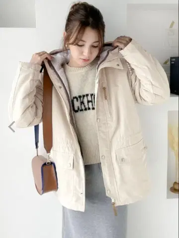 베이지 플리스 라이너 포함 마운틴 후드티 M 사이즈