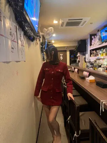 레드 체크 무늬 자켓풍 셋업