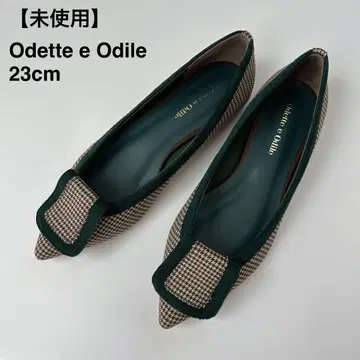 미사용 오데뜨 앤 오딜 발레 슈즈 플랫 펌프스 하운드투스 체크 23cm