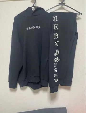 cronos 셋업 L 완판템 블랙 레터 후드티 조거 팬츠