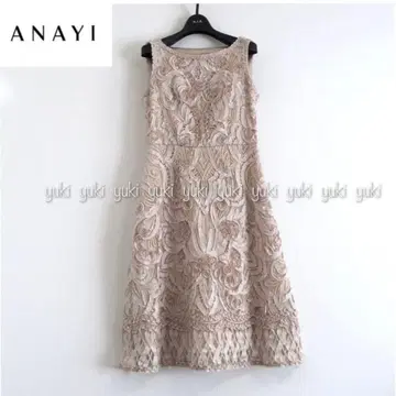 ANAYI 테이프 자수 원피스 38 베이지