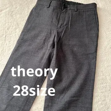 새상품급 theory 그레이 체크 무늬 슬랙스 허리밴딩 28