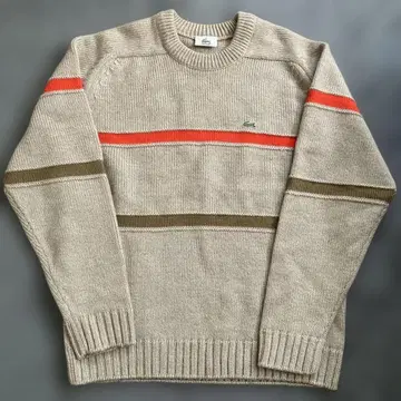 Lacoste 스트라이프 니트 스웨터 베이지