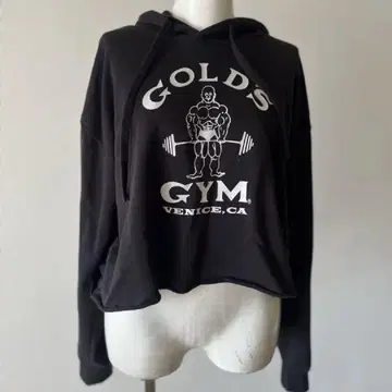 GOLD'S GYM 후드 부착 크롭 맨투맨