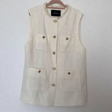그린 레이블 릴랙싱 트위드 프린지 베스트