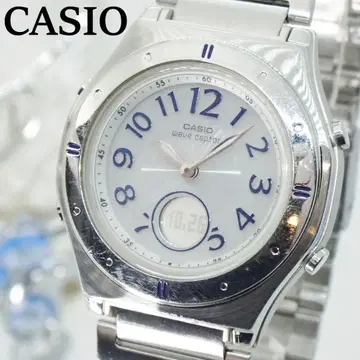 카시오 웨이브 셉터 전파 솔라 여성용 손목시계 아날로그 디지털