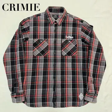 CRIMIE 클라이미 체크 플란넬 셔츠 자수 일본제 L