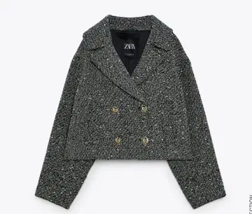 [ ZARA ] 텍스처 소재 크롭 기장 블레이저