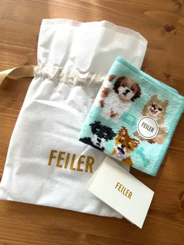 FEILER 강아지 자수 손수건 강아지 페이러 핸드 타월