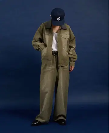 올리브 데님 자켓 L 사이즈 상하의 세트