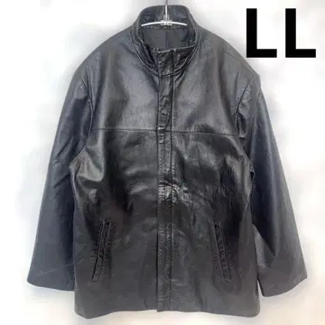 블랙 레더 자켓 스탠드 카라 남성용 LL