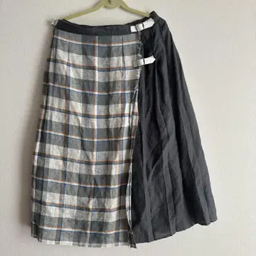 O'Neill of Dublin 그레이 체크 무늬 플리츠 롱 스커트