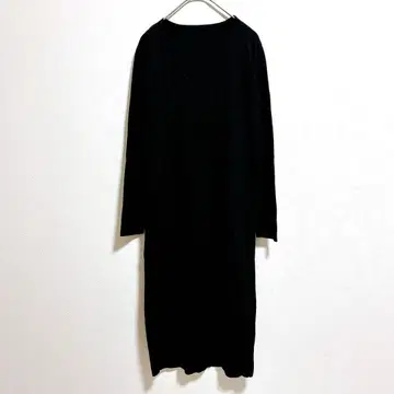 세존드파피용 니트 원피스 블랙 V넥 긴팔 리브 니트 레이온 혼방