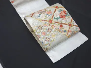 새상품급 중고 후쿠로 오비 꽃 문양 금 부품 자수 백은 N71008-2