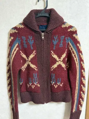 집업 니트 스웨터 버건디