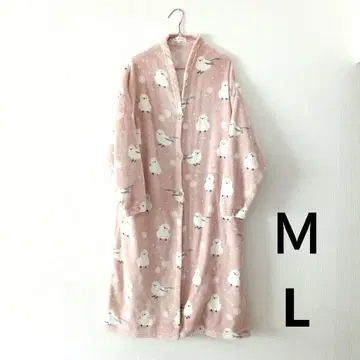 M L 롱 가운 룸웨어 시마연가 핑크 착용 담요
