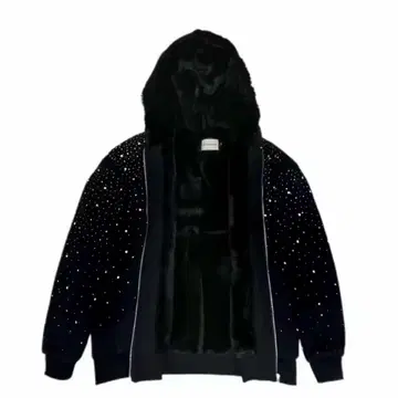 Rhinestone Galaxy Zip Up 속기모 Black