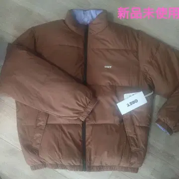 오베이 리버서블 다운 자켓 브라운 올 패턴 두꺼운 OBEY