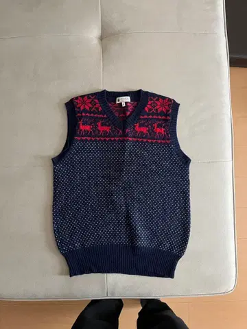 The Duffer of St.George 사슴 패턴 니트 베스트 XL