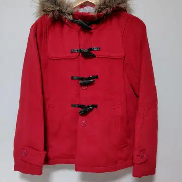 빨간색 더플 코트 퍼 안감 포함