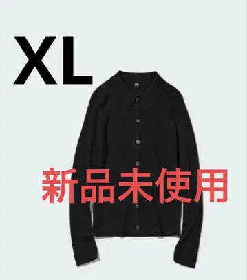 미사용 UNIQLO 엑스트라 파인 메리노 리브 폴로 가디건 블랙 XL