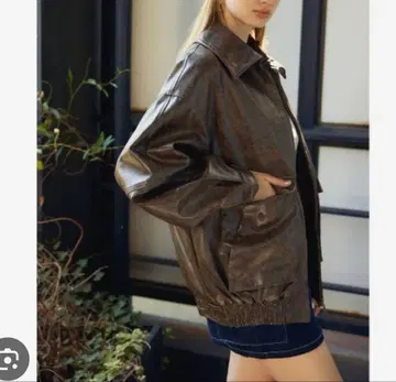 SLY 폭스 가죽 오버 사이즈 블루종